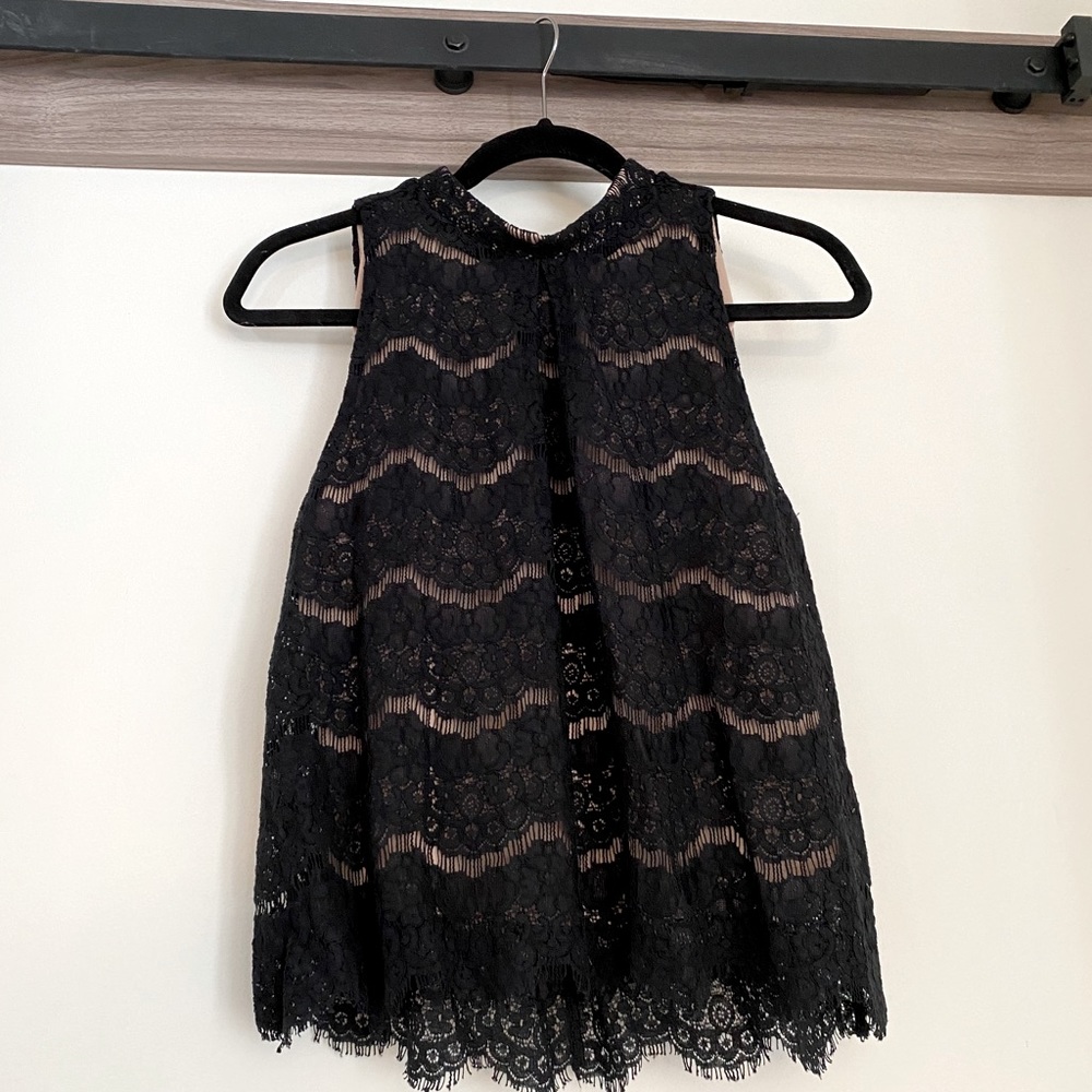 Love, Fire Black & Tan Lace Overlay Top